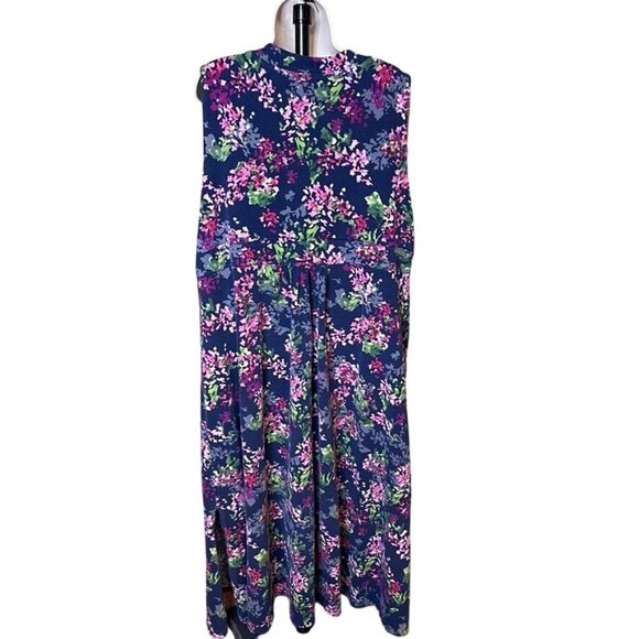 Lands End Long Sleeveless Floral Dress Faux Wrap Around Bodice Plus Size 3X u - Picture 6 of 10